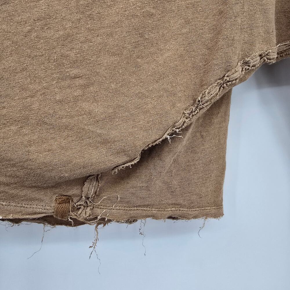 We The Free Women's Linen Blend Cowl Drape Neck Boxy Oversized Top Brown XL - Picture 7 of 11